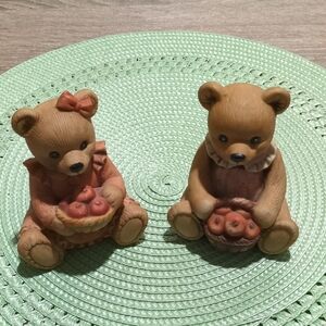 Homco Brown and Pink Bear Figurines